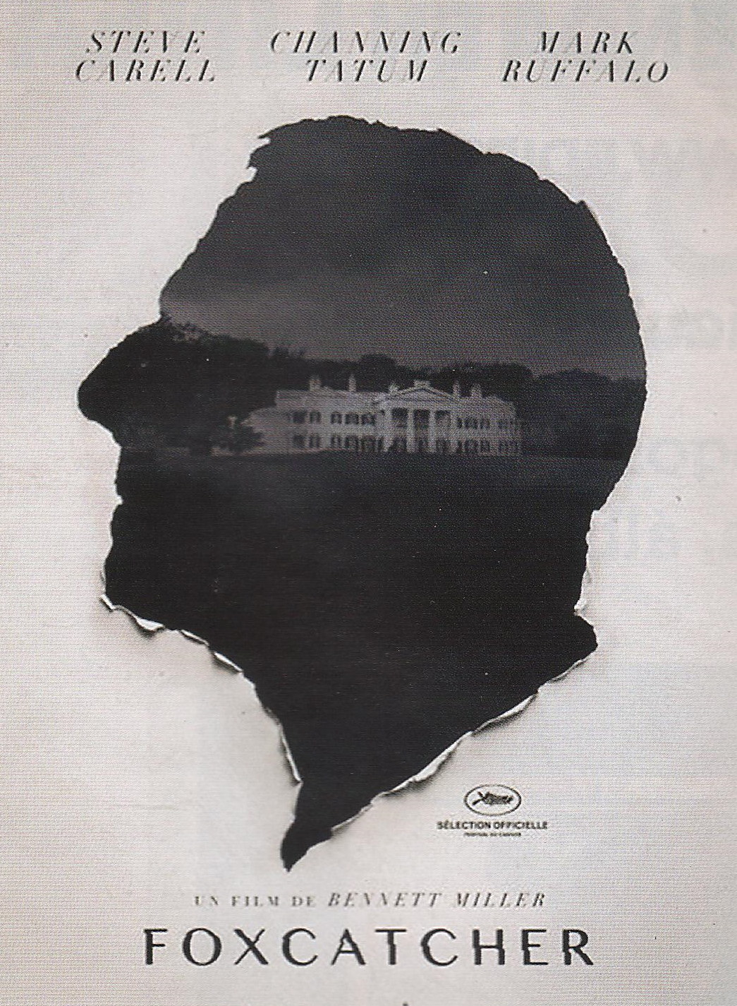 Cartel de la película "Foxcatcher" Película "Foxcatcher". Biografía de du Pont. Propietario durante 34 años del "Centavo Magenta"